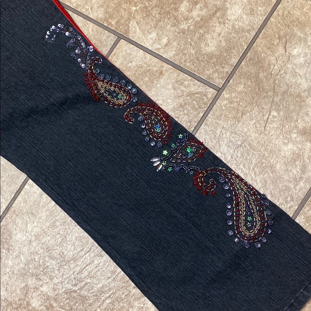 Denim 24/7 Black Wide Leg Jeans with Vibrant Embellishments Fall Denim - Picture 12 of 13